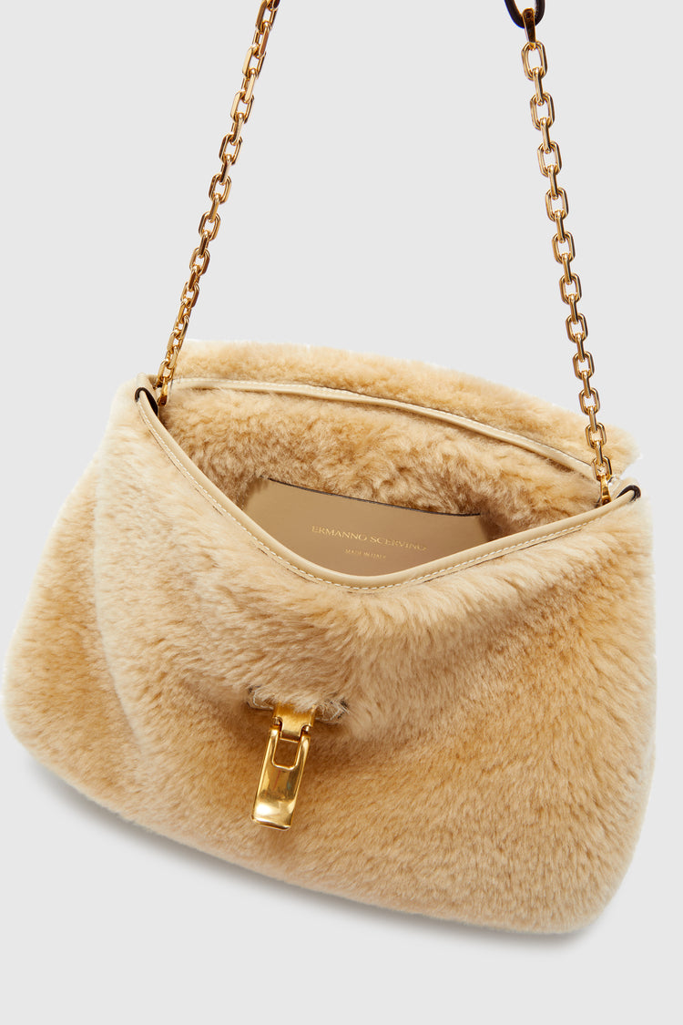 Joy shearling bag with chain handle