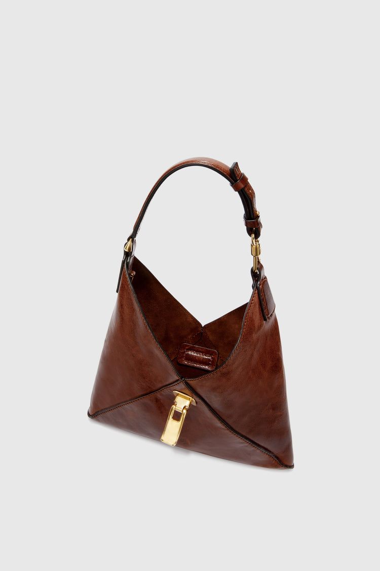 Mini hobo bag in pelle vegetale effetto vintage