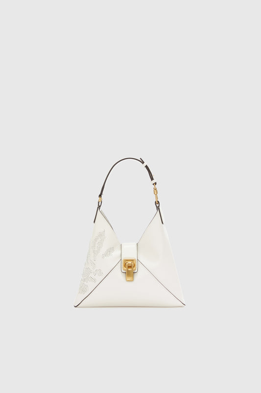 Mini calfskin hobo bag with hand embroidery