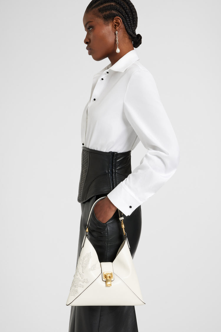 Mini Dudu in calfskin with hand-applied leather ribbon