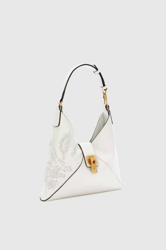 Mini calfskin hobo bag with hand embroidery