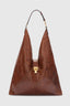Large vintage-effect vegan leather hobo bag