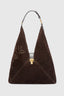 Large embroidered suede hobo bag