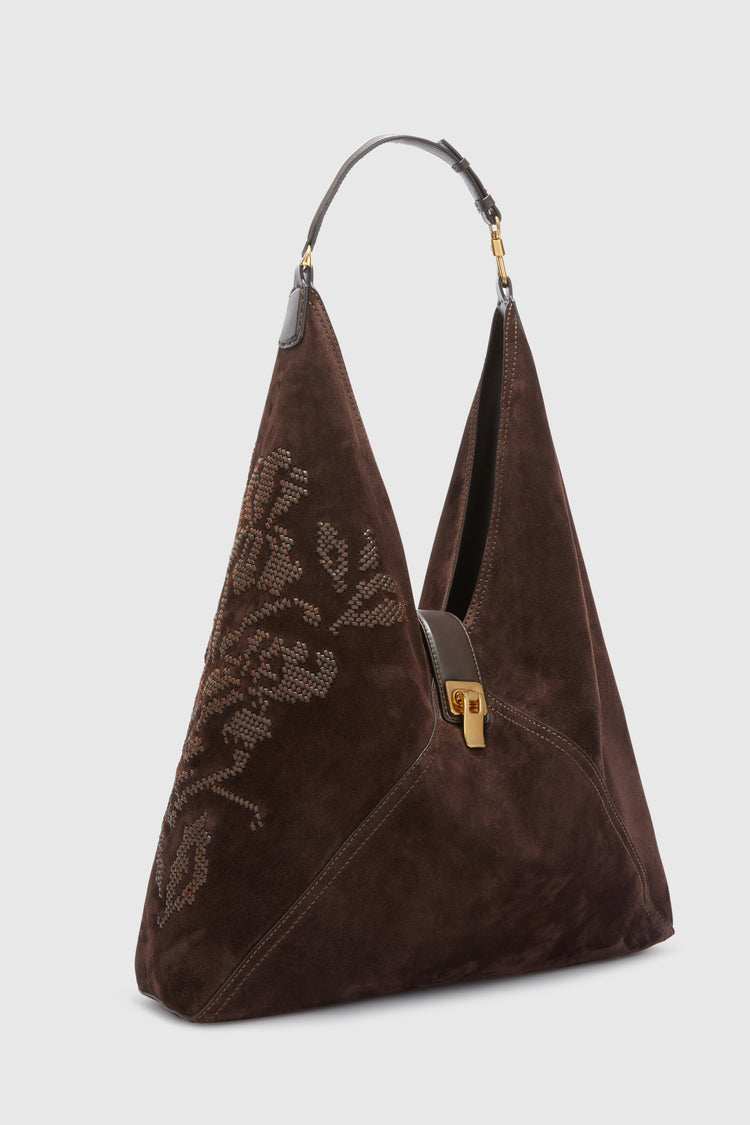 Dudu large embroidered in suede