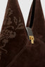 Large embroidered suede hobo bag