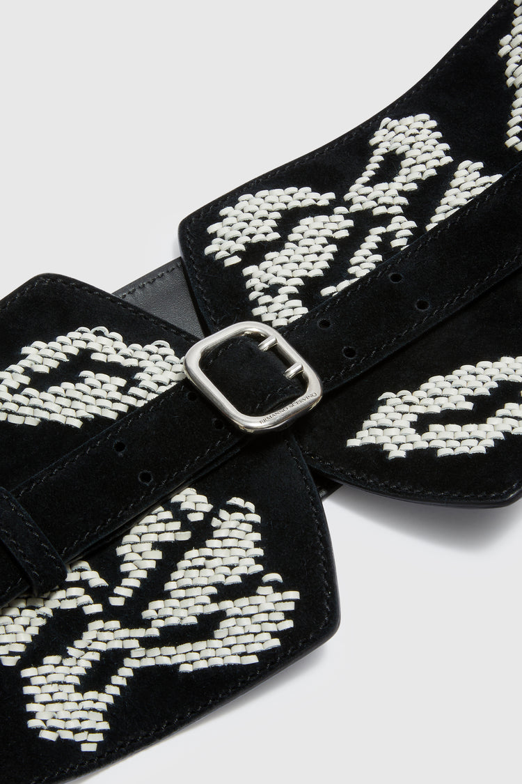 Embroidered corset belt