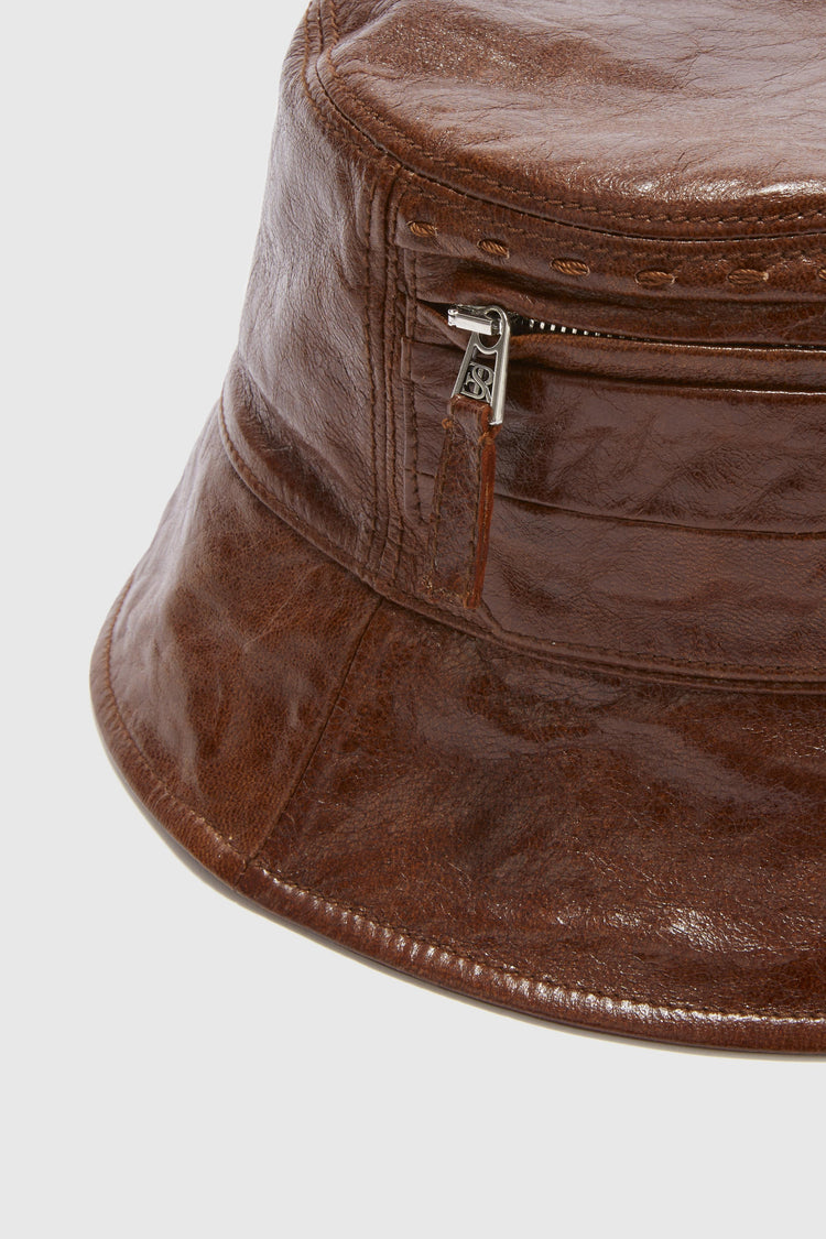 Brown belt in smooth calfskin with double buckle tip and loop