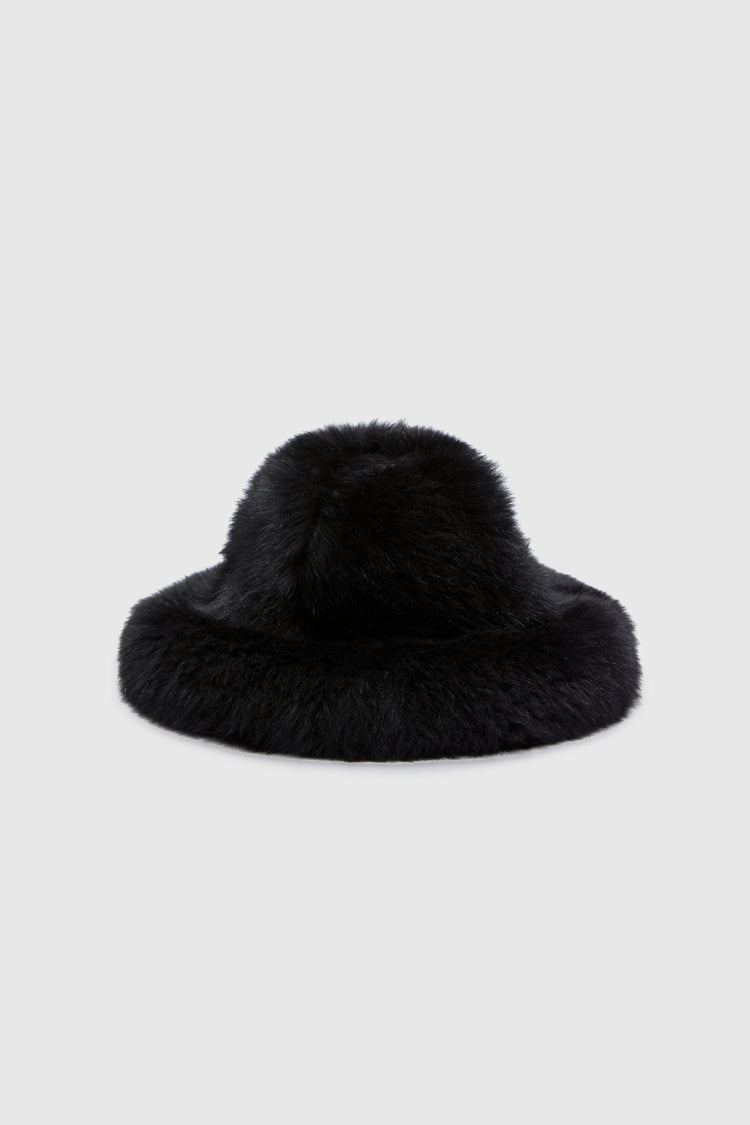 Pamela hat in fox-effect shearling