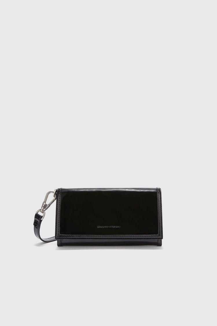 Patent leather wallet with flap