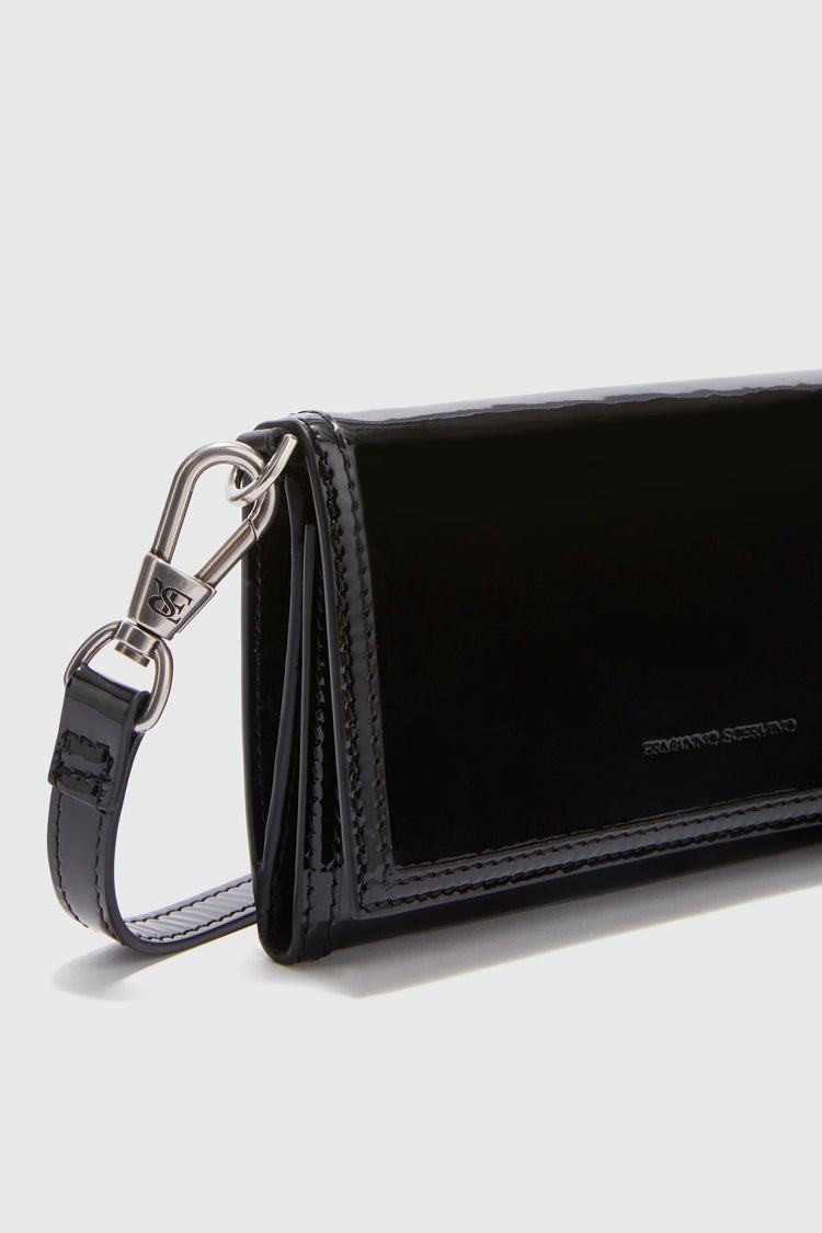 Patent leather wallet with flap