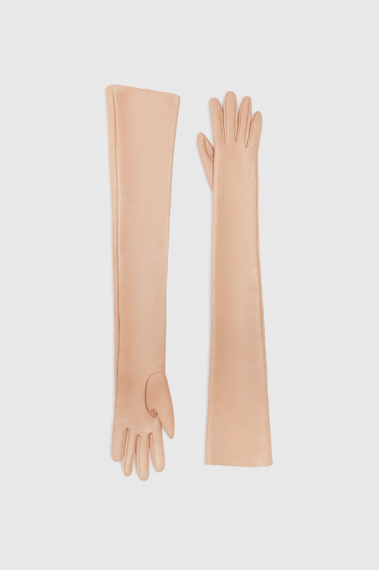 Long glove in nude nappa leather