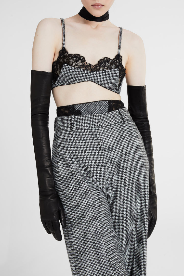 Long glove in black nappa leather