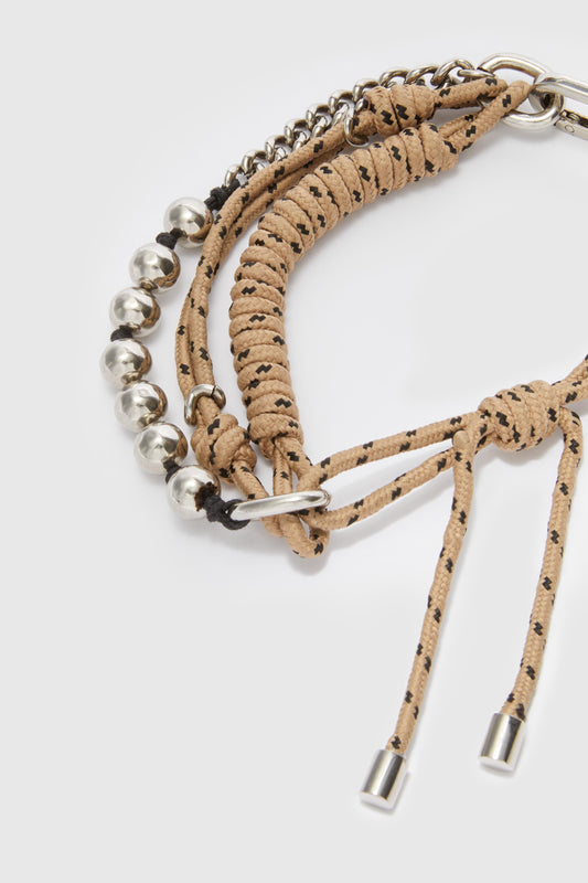 Charms multi-rangs avec cordon beige