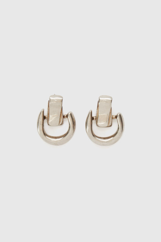 Small platinum half-hoop earrings