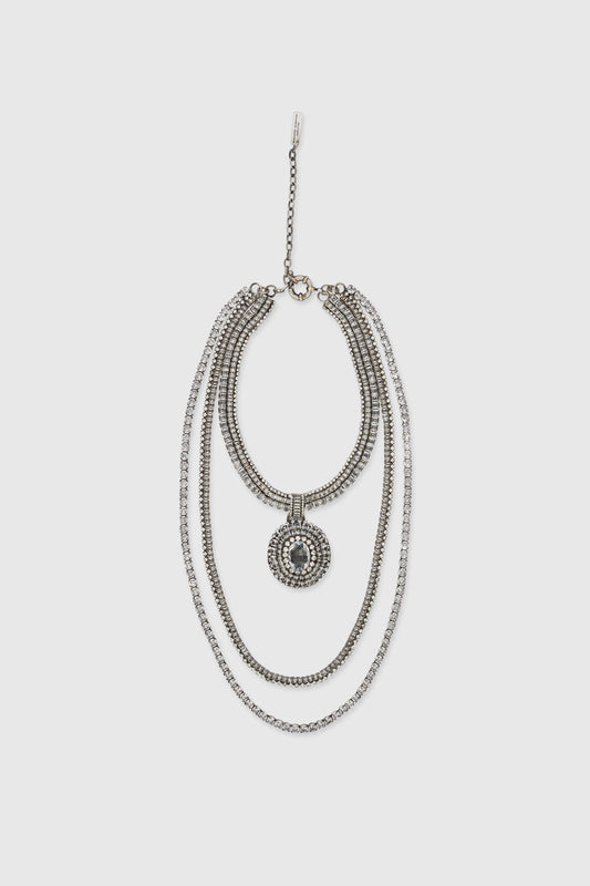 Multi-strand necklace with crystals and loose stones