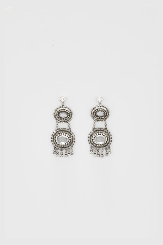Chandelier earrings with oval crystals
