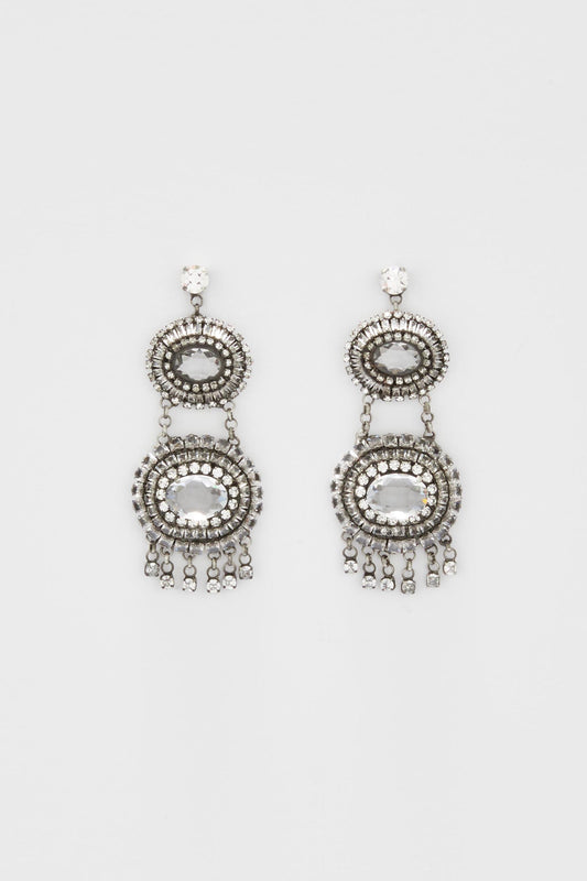 Boucles d'oreilles chandelier avec cristaux ovales