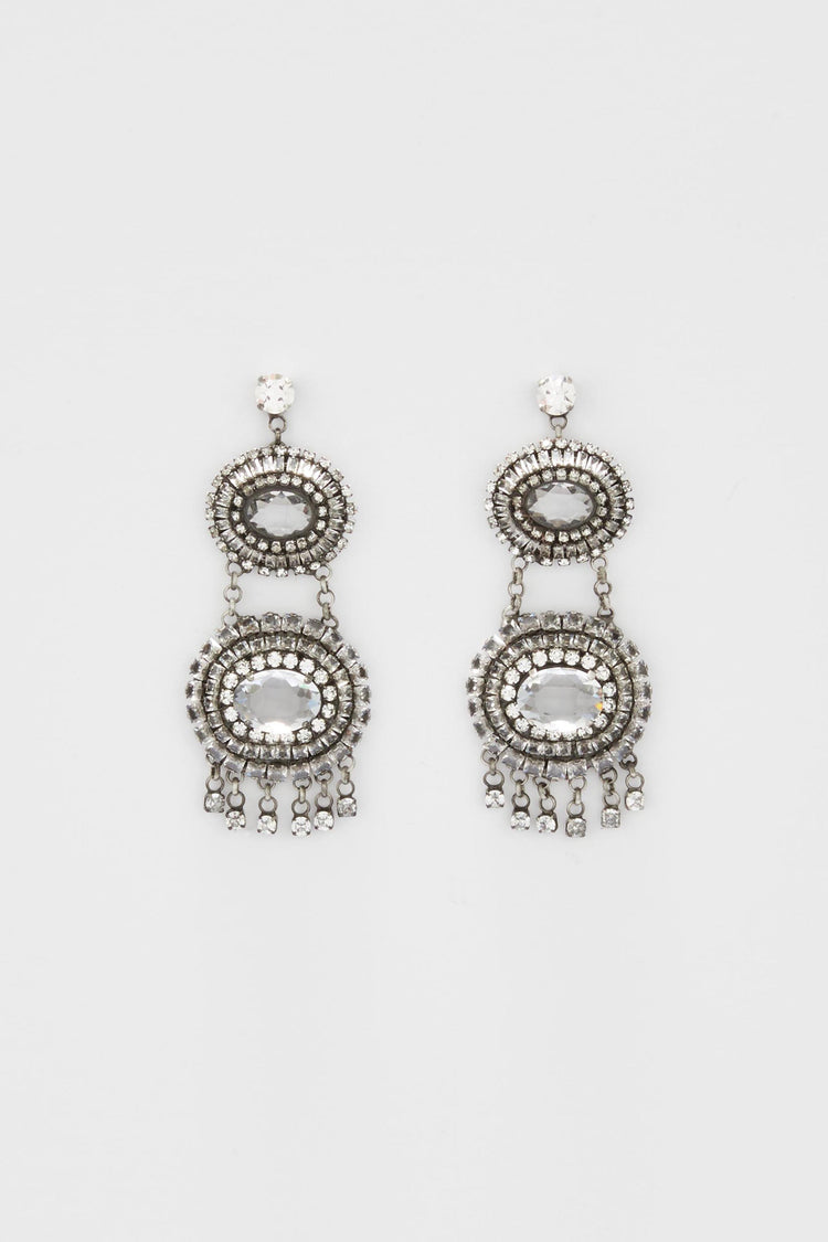 Chandelier earrings with oval crystals