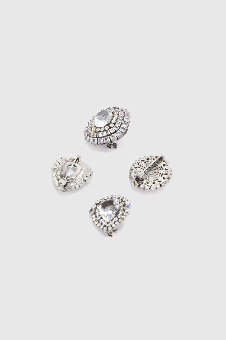 Set of Brooches with Oval Crystals