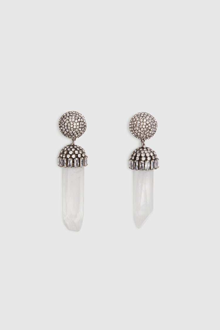 Pendant earrings with crystal stalactite