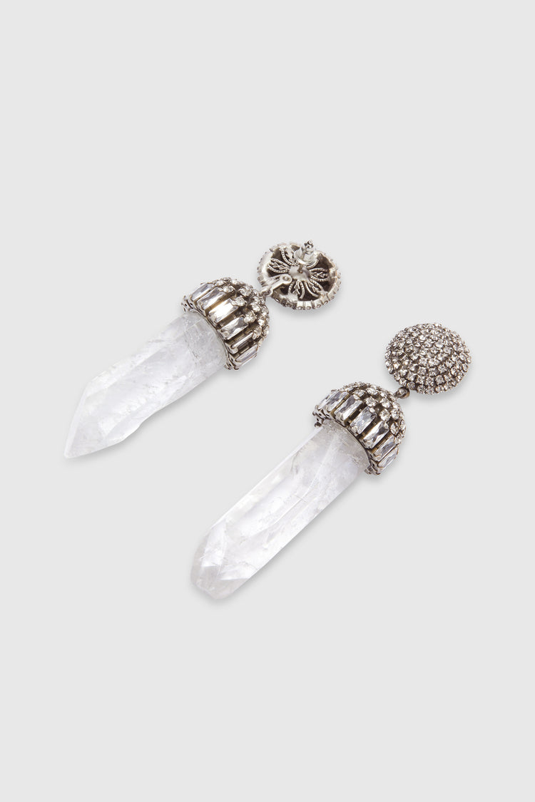 Pendant earrings with crystal stalactite