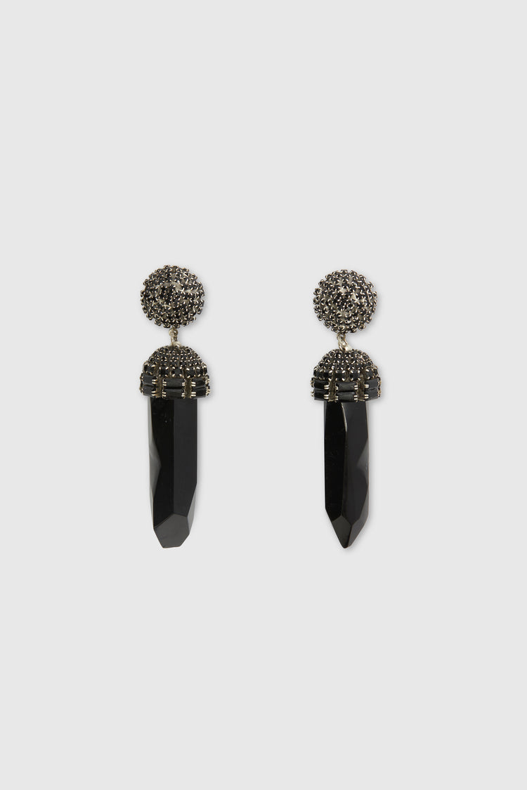 Pendant earrings with black onyx stalactite