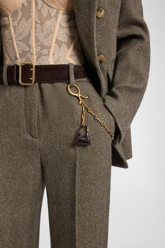 Chaîne jeans avec mousqueton et breloque Dudu blanche en résine