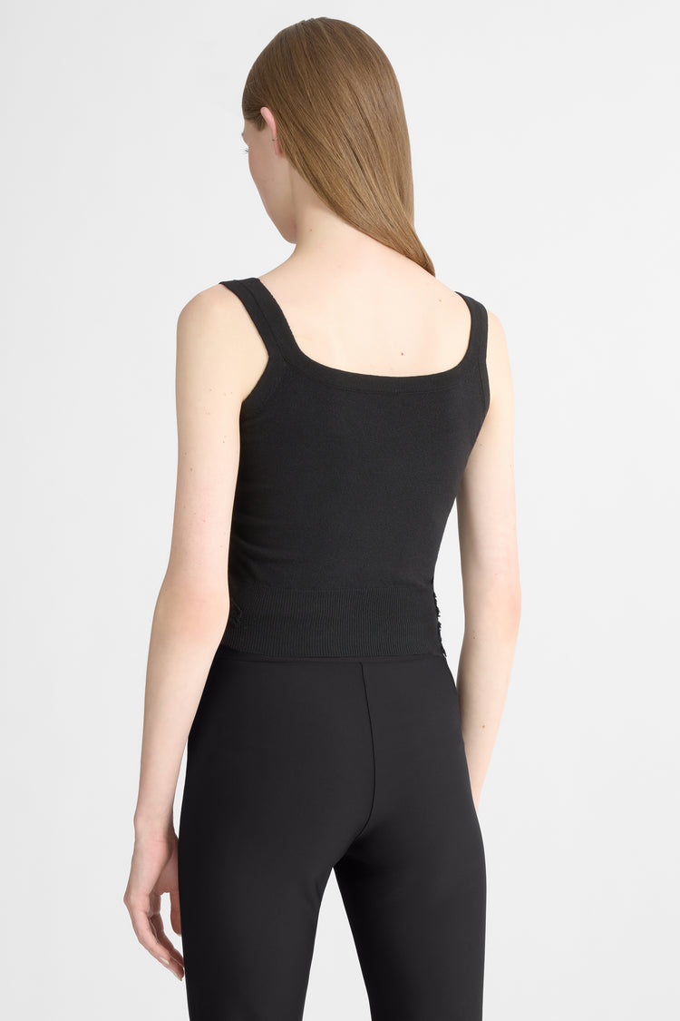 Virgin wool blend camisole with rebrode lace hem