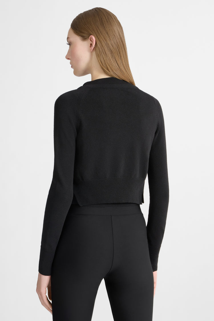 Viscose and wool cardigan with macrame lace inlays