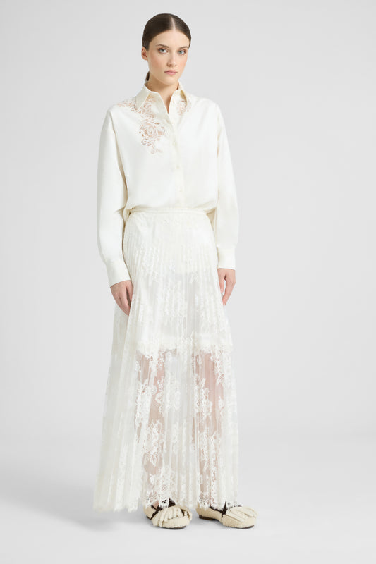 Midi lace skirt with slip