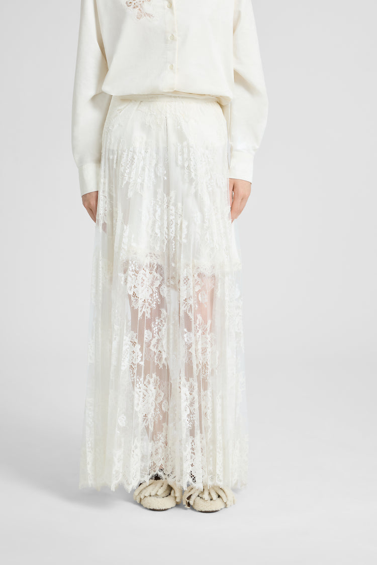 Gonna midi in pizzo con sottogonna
