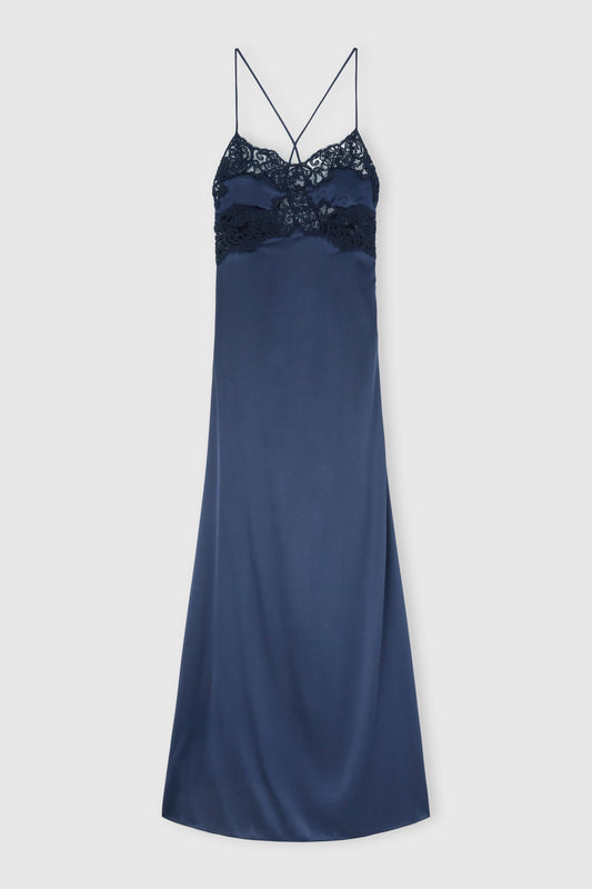 Long slip dress in silk