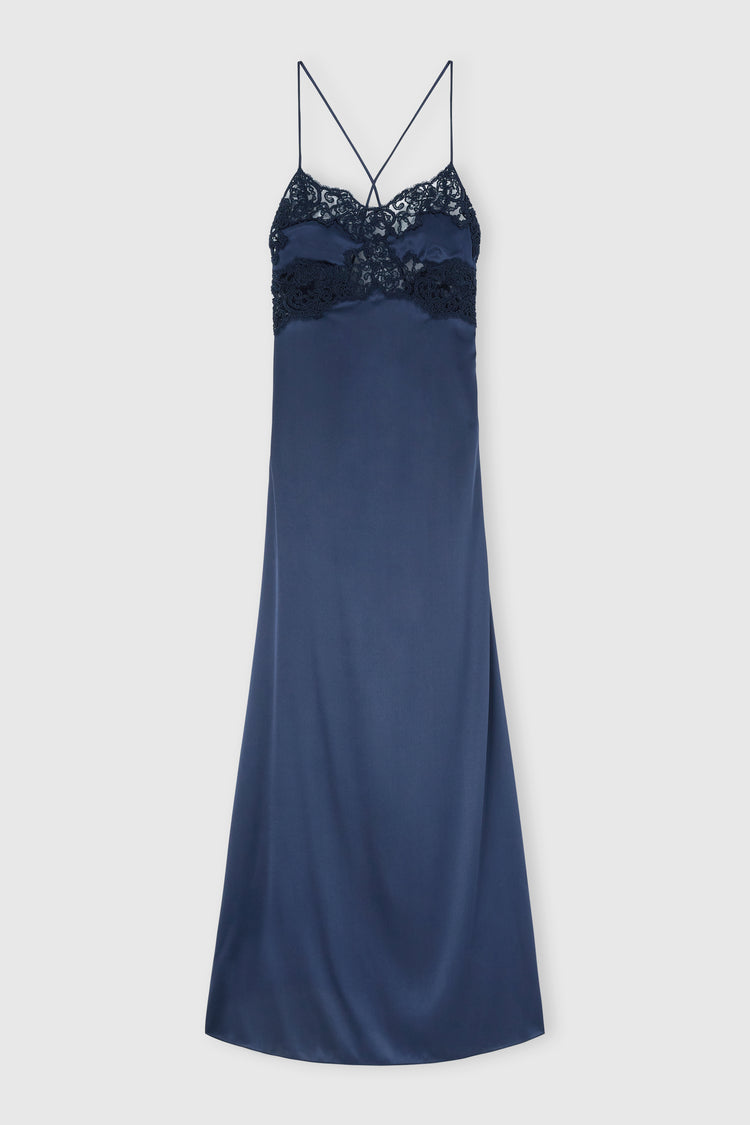 Long slip dress in silk