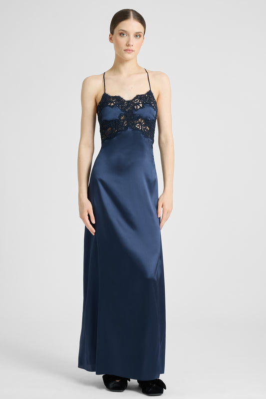 Long slip dress in silk