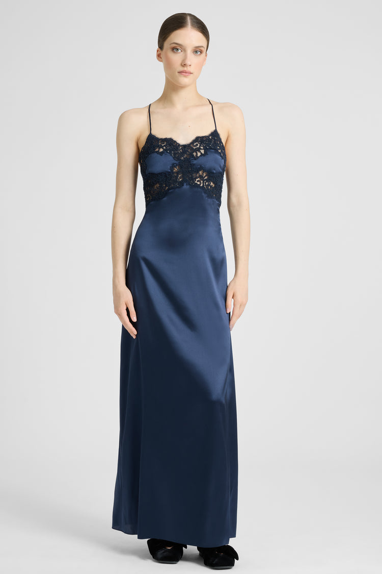 Long slip dress in silk