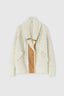 Merino wool cardigan-coat with leather and sheepskin details