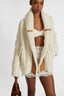 Merino wool cardigan-coat with leather and sheepskin details
