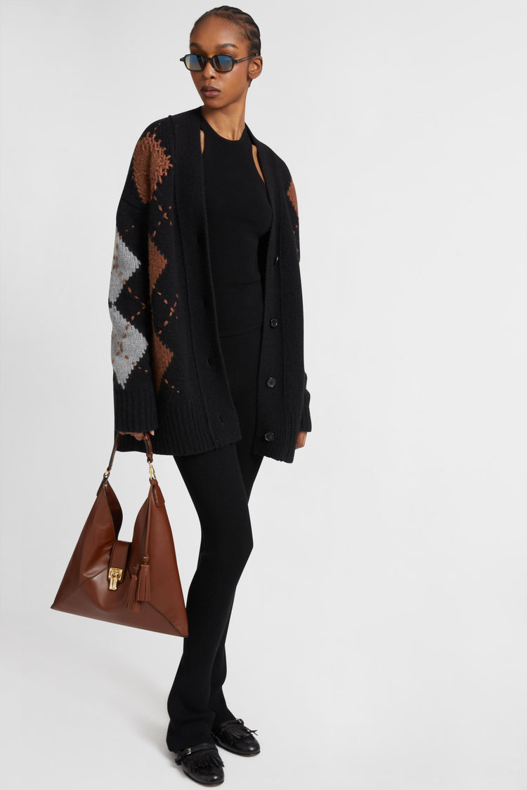 Black viscose blend halterneck tank top