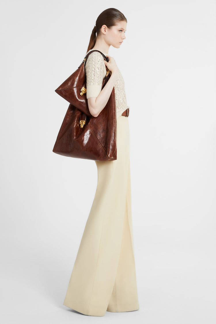 Short-sleeve sweater in virgin wool and silk blend with crystals