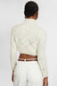 Cropped sweater in alpaca and merino wool blend with diamond pattern and rebrodè lace application