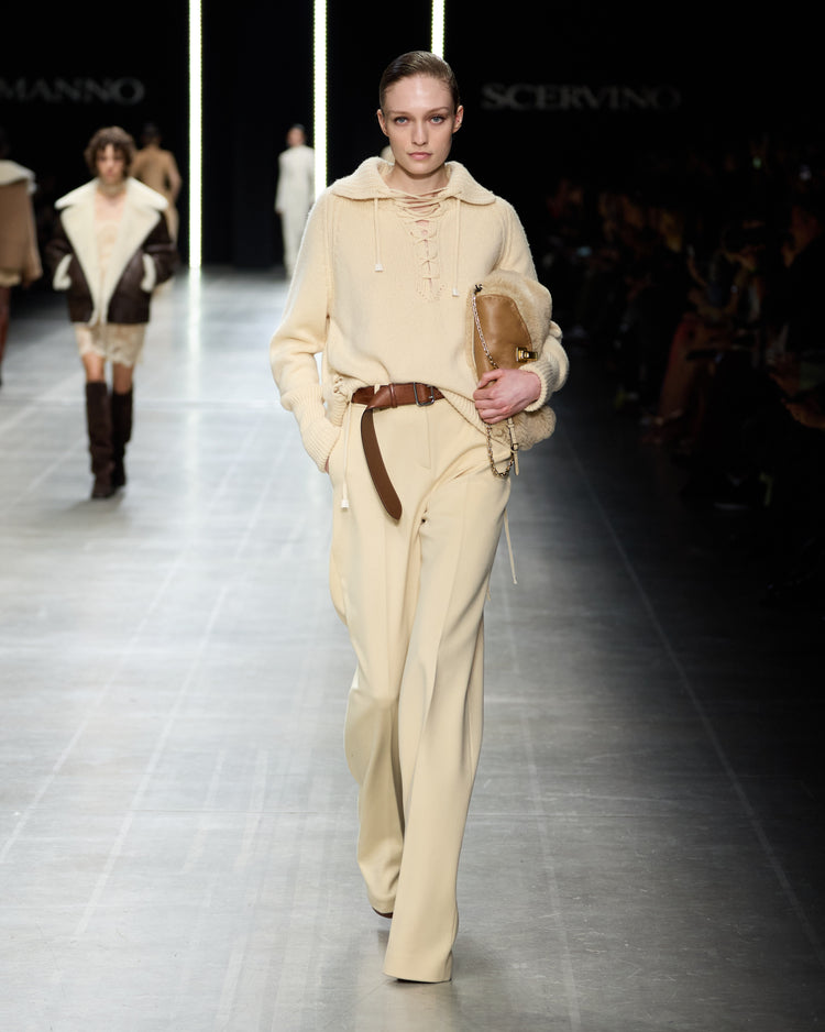 Pure cashmere sweater with handcrafted braiding