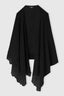 Black cashmere stole with wool rebrodé lace edge