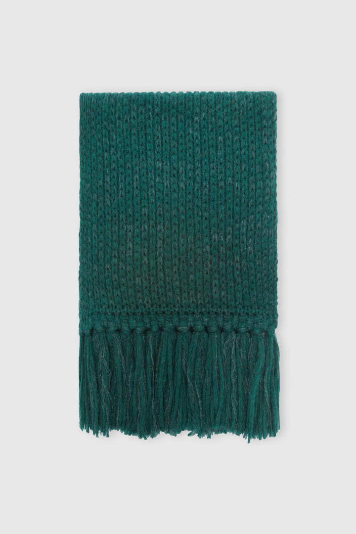 Alpaca and mohair blend scarf with tone-on-tone fringes