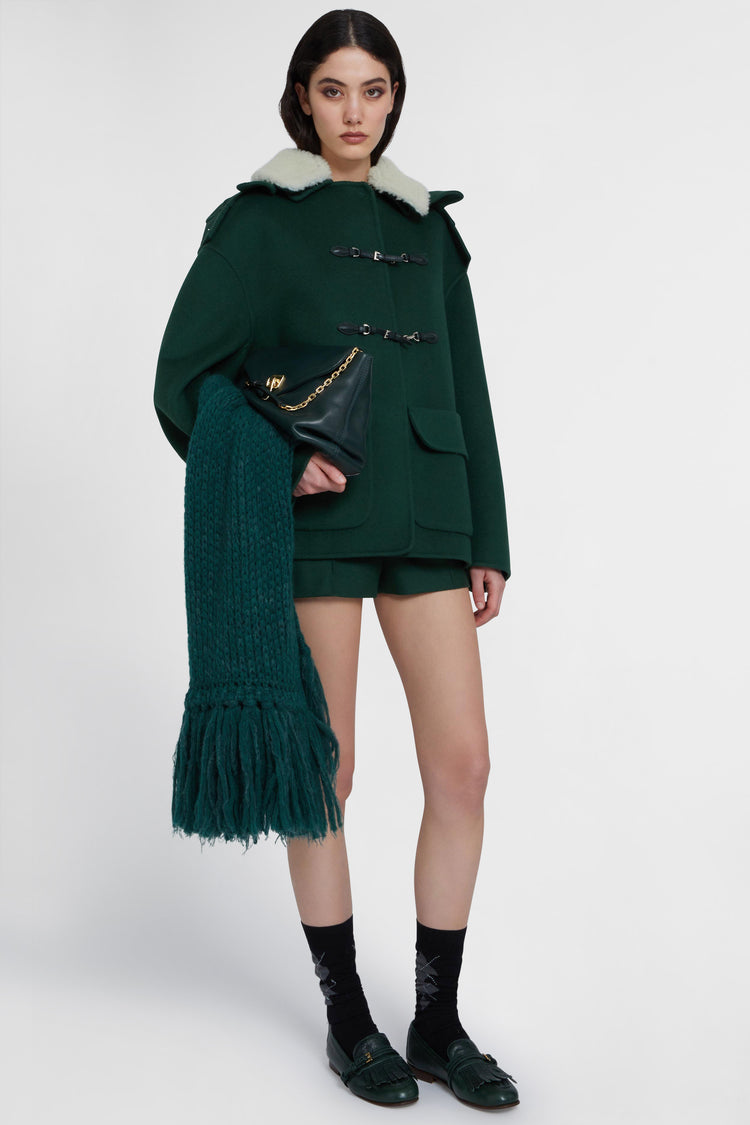 Écharpe en mélange d'alpaga et de mohair avec franges ton sur ton