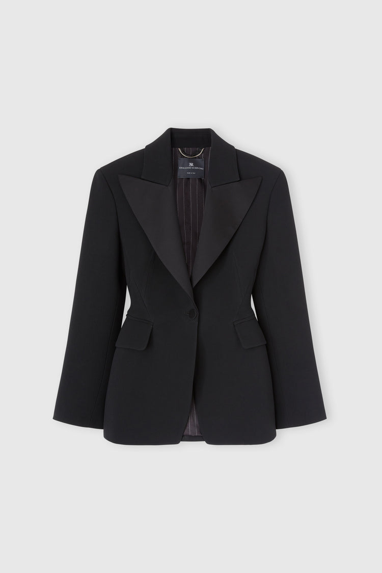 Single-breasted jacket in technical cady