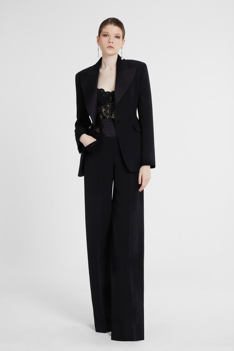 Single-breasted jacket in technical cady