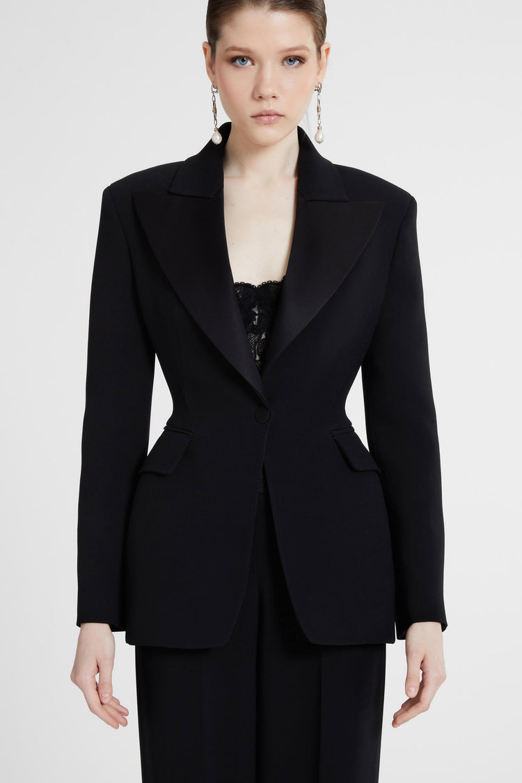 Single-breasted jacket in technical cady