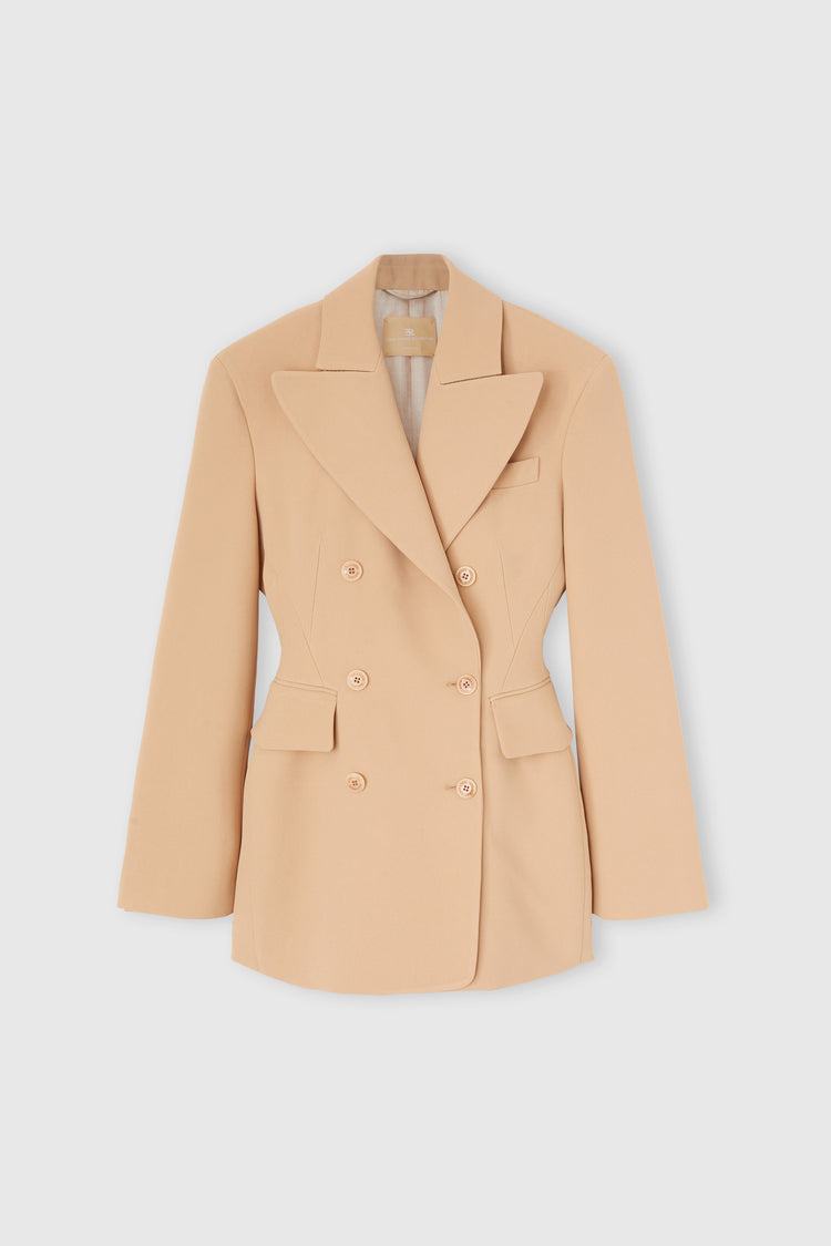Sculptural double-breasted jacket in technical cady