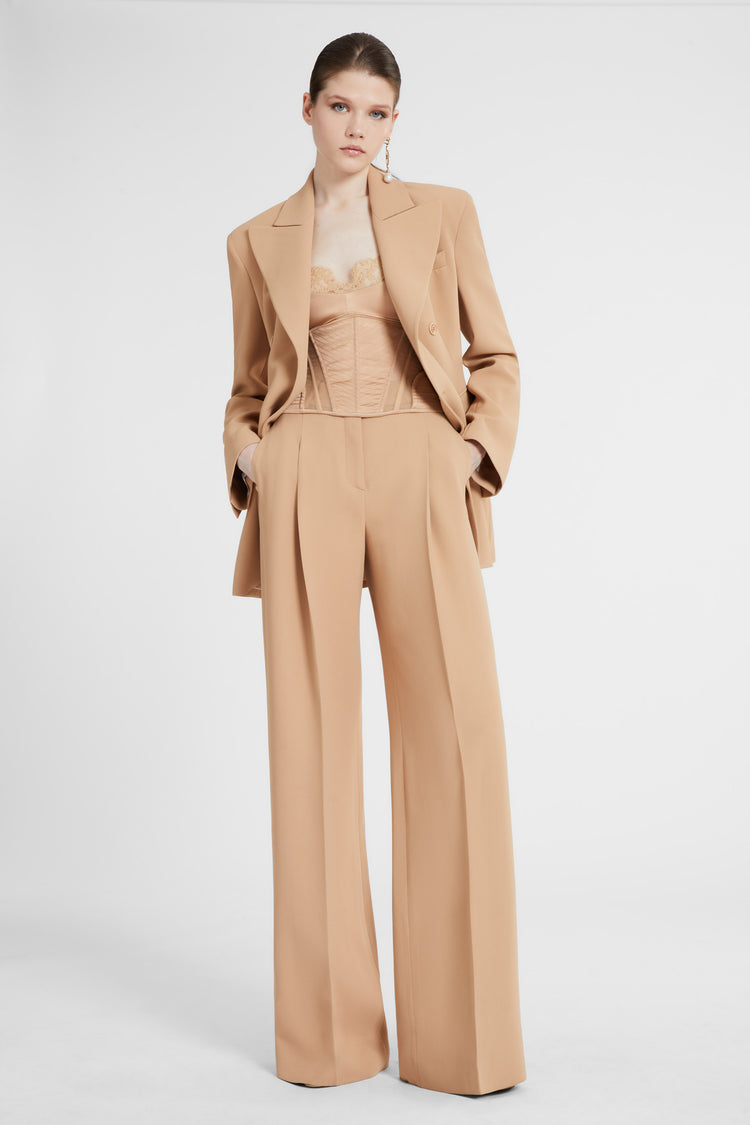 Sculptural double-breasted jacket in technical cady