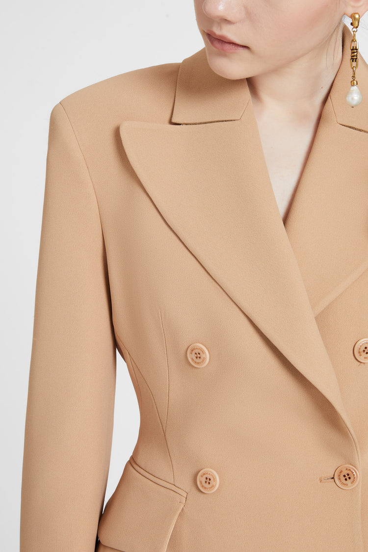 Sculptural double-breasted jacket in technical cady
